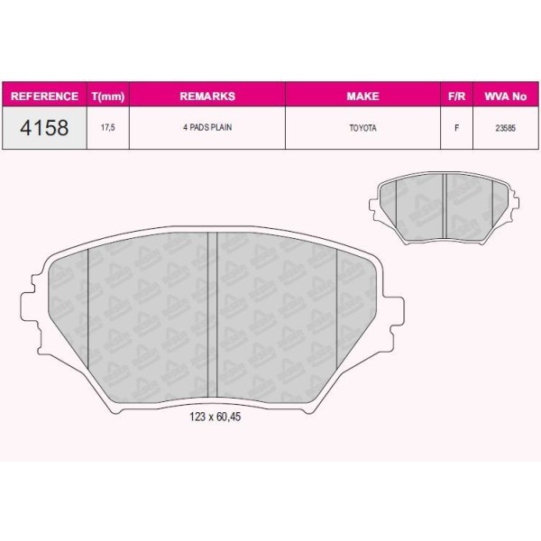 Beşer T62415800 Fren Balatası &Ouml;n Rav 4 II 1.8 Vvtı 2.0Vvtı 2.0 D4D 4Wd 00-