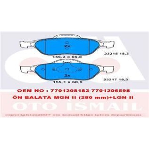 Hattat 3031355 Fren Balatası &Ouml;n Laguna II 01- 