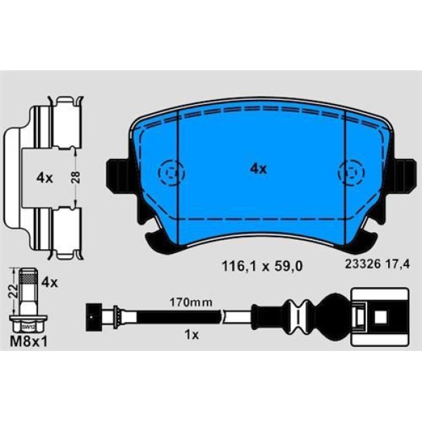Fren Balatası Arka Transporter T5 03-; Transporter T6 15-; 