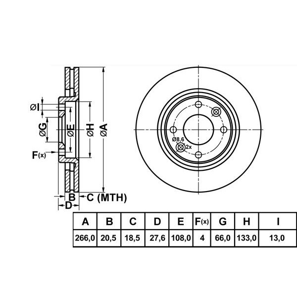 Mga 50127 Fren Diski &Ouml;n 206 98- 