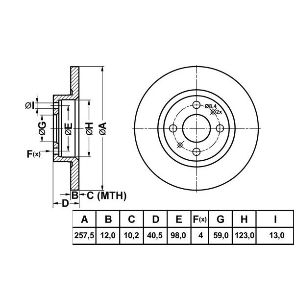 Mga 50139 Fren Diski &Ouml;n Tempra Sw Marea 96-