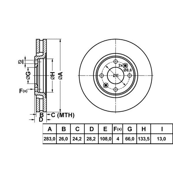 Mga 50157 Fren Diski &Ouml;n 406 95-