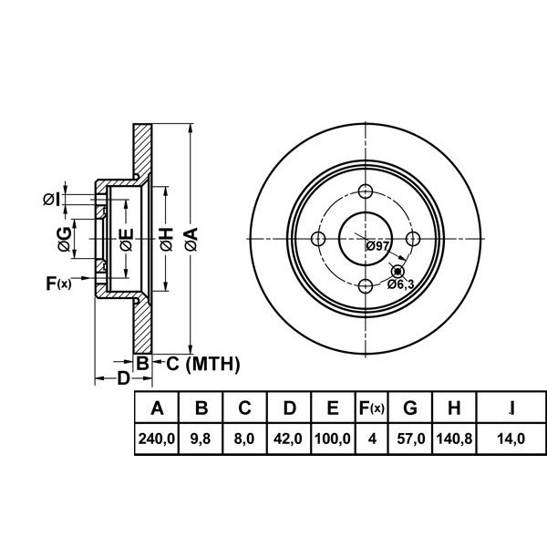 Mga 50162 Fren Diski Arka Astra G 98- 