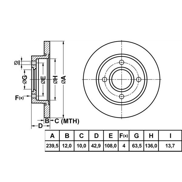 Mga 50170 Fren Diski &Ouml;n Fiesta IV 95- 