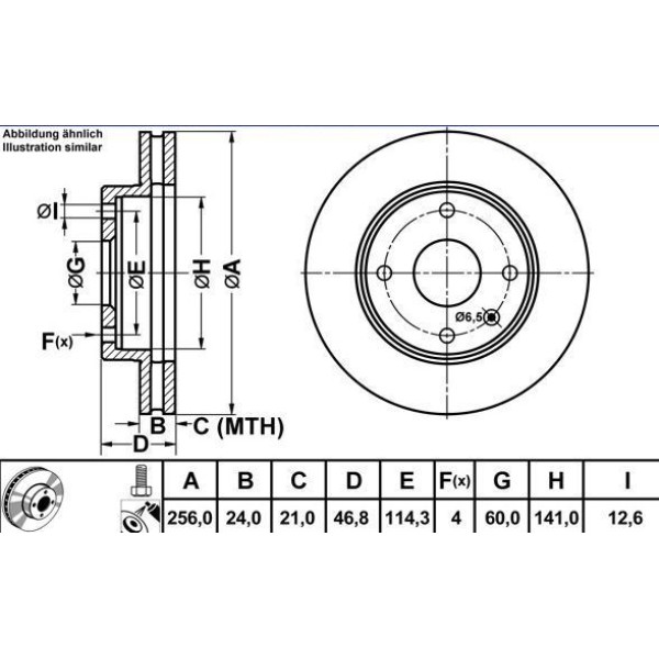 Fren Diski &Ouml;n Lacettı 04-; / Nubıra 03-; Havalı 255.8Mm 