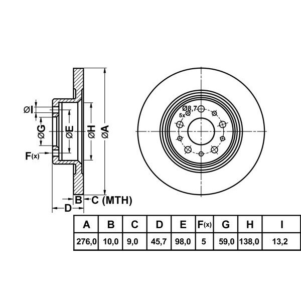 Mga 50175 Fren Diski Arka 156 97- 