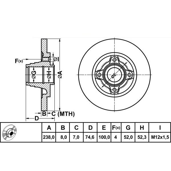 Mga 50184 Fren Diski Arka Renault 19 Clio I II Megane D&uuml;z 238Mm