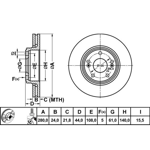 Mga 50185 Fren Diski &Ouml;n Laguna I 95-