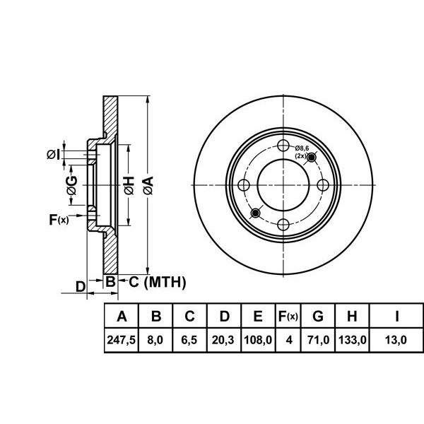 Mga 50192 Fren Diski Arka 205 86-