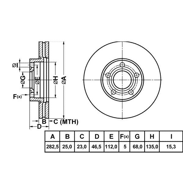 Fren Diski &Ouml;n Passat B5 96-; Havalı 282Mm 