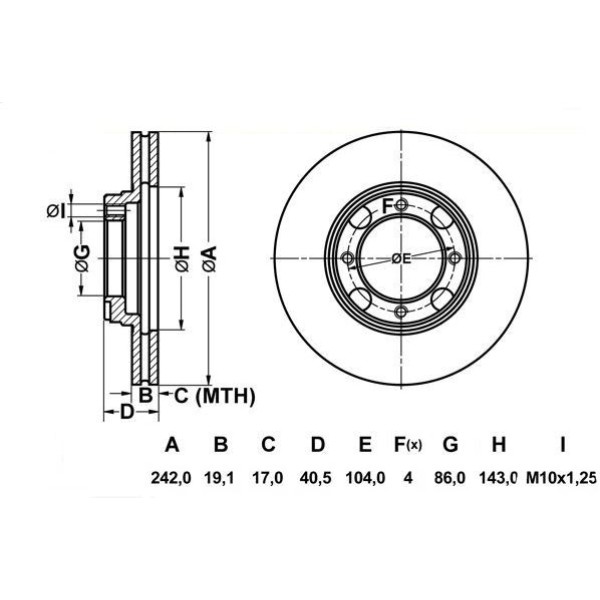 Mga 50232 Fren Diski &Ouml;n Accent 95- 