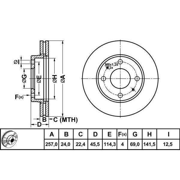 Mga 50240 Fren Diski &Ouml;n Coupe 02-
