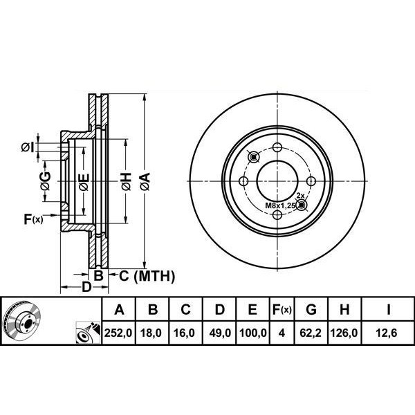 Mga 50244 Fren Diski &Ouml;n İ10 / Pıcanto Havalı 252Mm