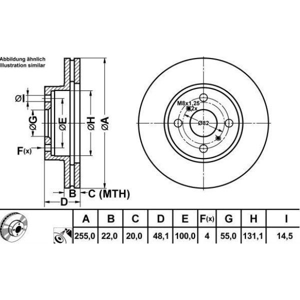 Mga 50252 Fren Diski &Ouml;n Corolla 03- 