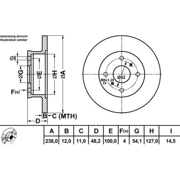Mga 50258 Fren Diski &Ouml;n Corolla Ae92 88- 