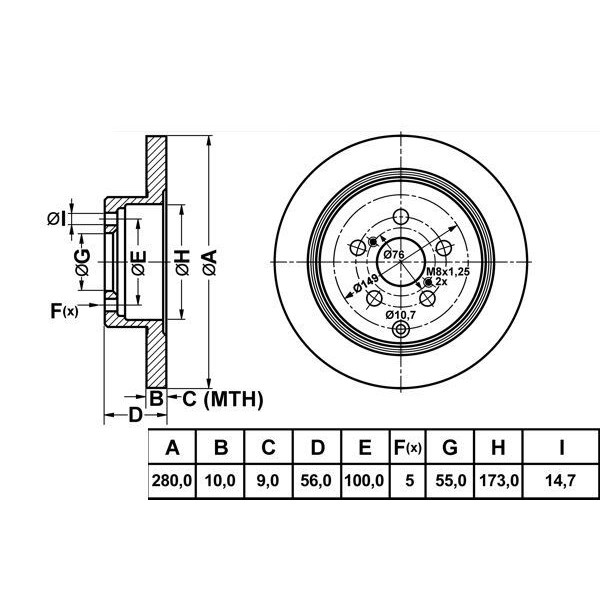 Mga 50263 Fren Diski Arka Avensıs 03-