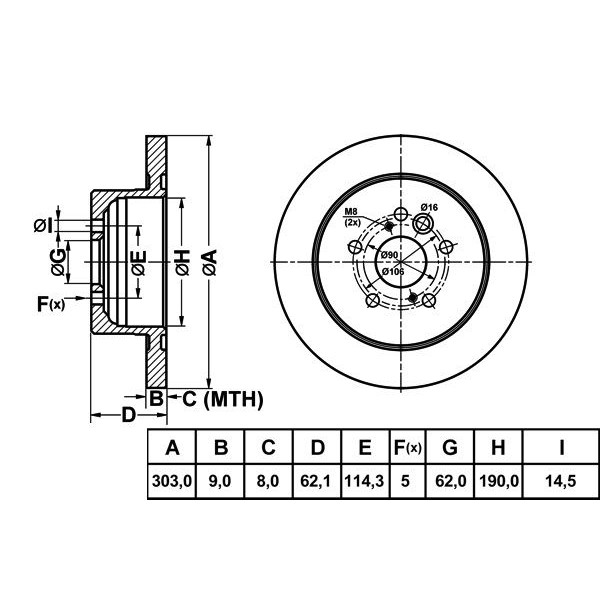 Mga 50264 Fren Diski Arka Rav4 00-