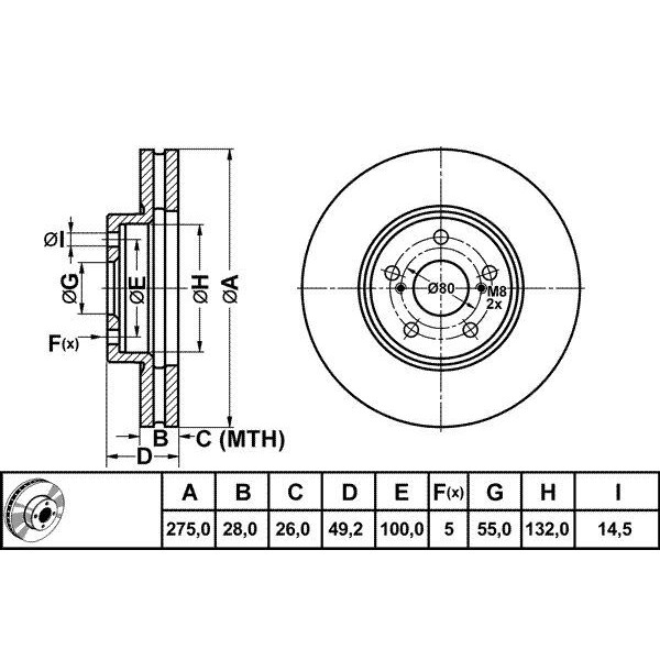 Mga 50269 Fren Diski &Ouml;n Avensıs 97-