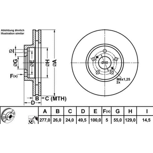 Mga 50273 Fren Diski &Ouml;n Avensıs 03-