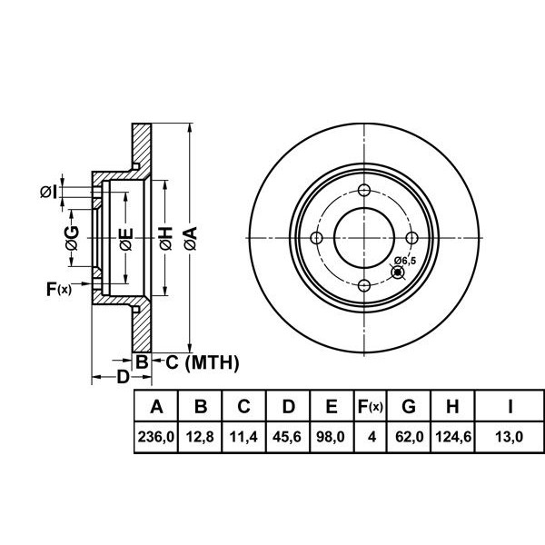Mga 50275 Fren Diski &Ouml;n Favorıt L D&uuml;z 236Mm