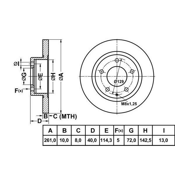 Mga 50317 Fren Diski Arka Mazda 626 92-