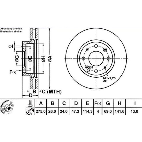 Mga 50327 Fren Diski &Ouml;n Cerato 04- 