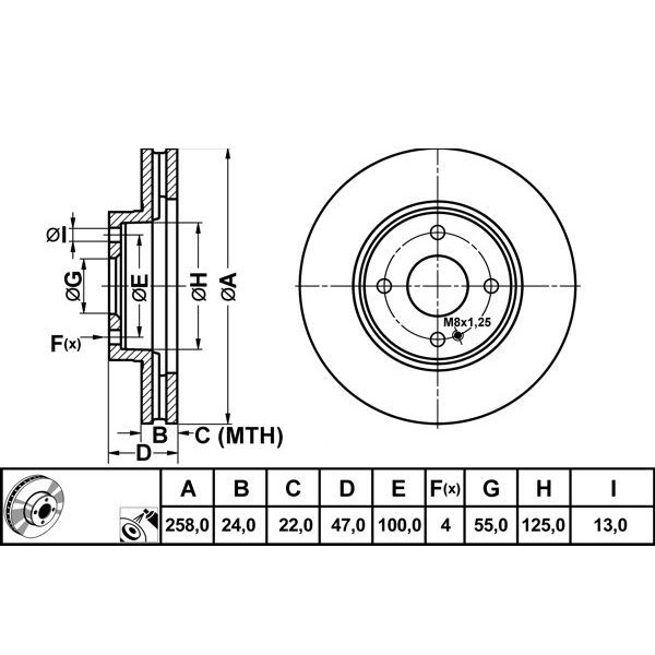 Mga 50396 Fren Diski &Ouml;n Mazda 323 Familia 98- 