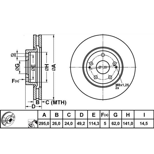 Mga 50401 Fren Diski &Ouml;n Corolla Verso 04-