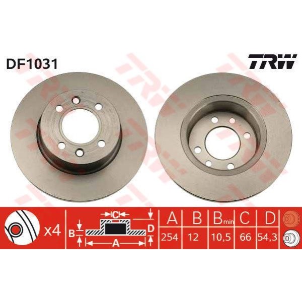 Trw Df1031 Fren Diski Arka R25 Espace D&uuml;z 254Mm 