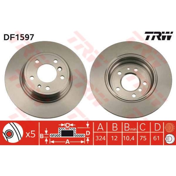 Trw Df1597 Fren Diski Arka 5D 324Mm E38 7 Serısı 94-