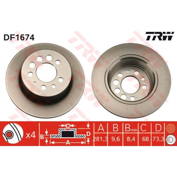 Trw Df1674 Fren Diski Arka 4D 258Mm S90 V90 97-