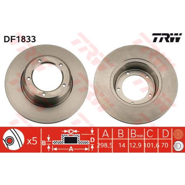 Trw Df1833 Fren Diski &Ouml;n 5D 298Mm Defender Dıscovery I 90- 