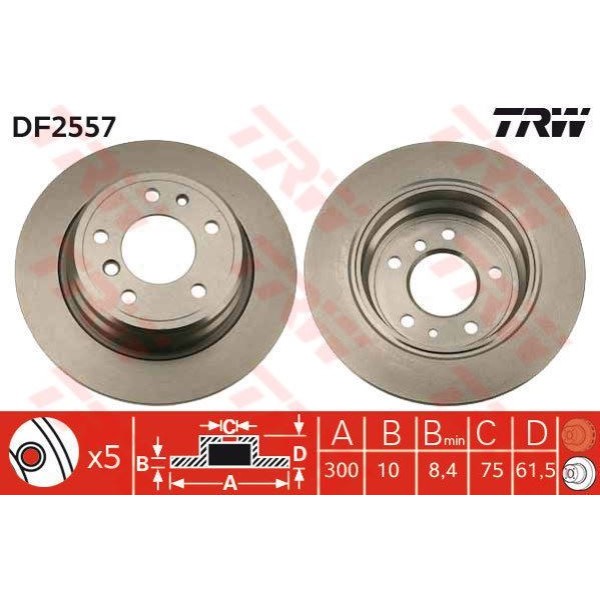 Trw Df2557 Fren Diski Arka Bmw 5 E34  D&uuml;z 300Mm 