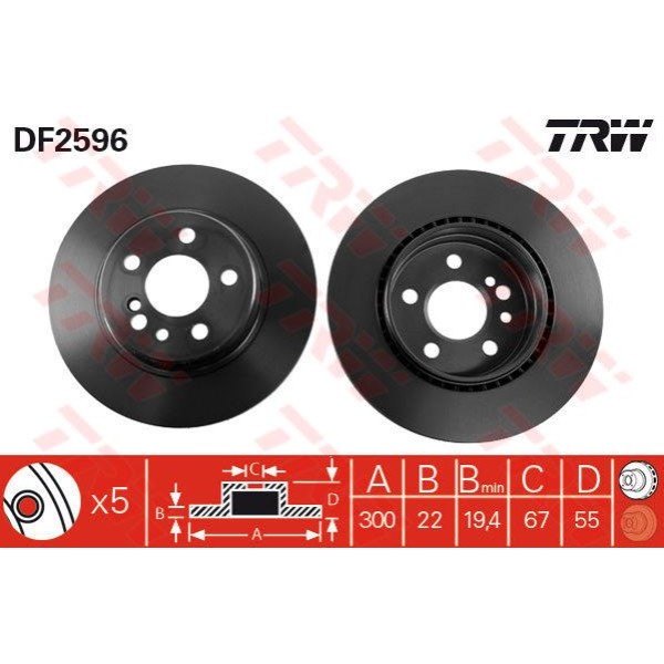 Trw Df2596 Fren Diski Arka 5D 300Mm W140 S Serısı 91-