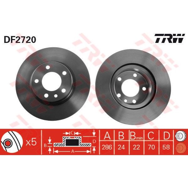 Trw Df2720 Fren Diski &Ouml;n 5D 286Mm Omega B 94-