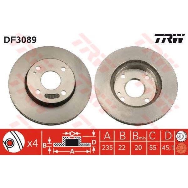 Trw Df3089 Fren Diski &Ouml;n Mazda 323 Familia 98-