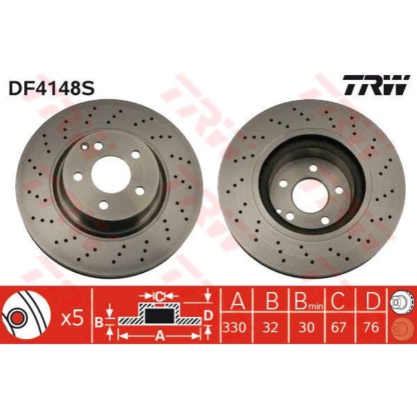 Trw Df4148S Fren Diski &Ouml;n 5D 330Mm W220 C215 98- 