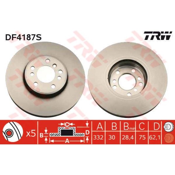 Trw Df4187S Fren Diski &Ouml;n 5D 332Mm E53 E83&times;5 00- 