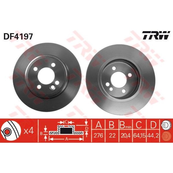 Trw Df4197 Fren Diski &Ouml;n Mını Cooper Havalı 275,6Mm 