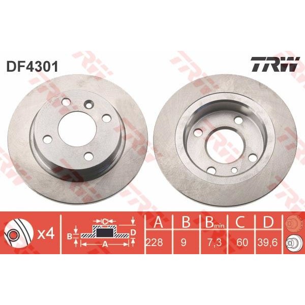 Trw Df4301 Fren Diski Arka 440 K 1988-1996-460 L 1988-1996-480 E 1986-1996 