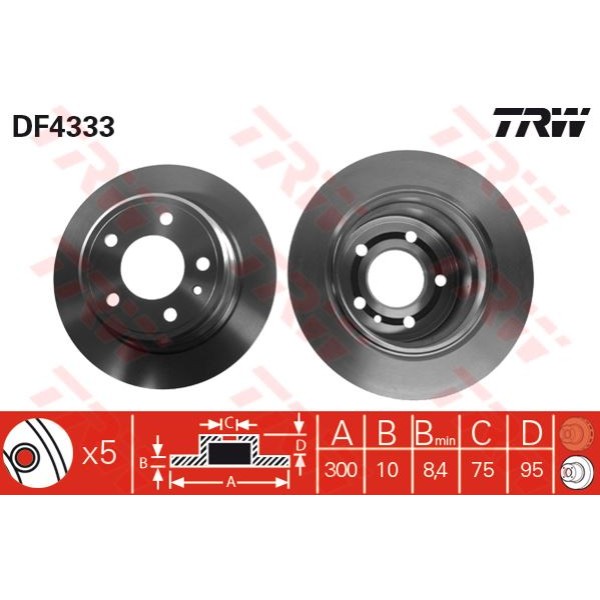 Trw Df4333 Fren Diski Arka 5D 300Mm E34 91- 
