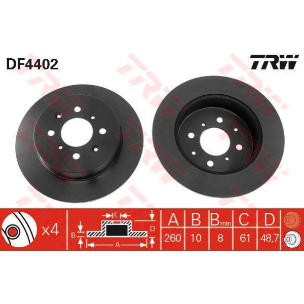 Trw Df4402 Fren Diski Arka Civic HB 01- 