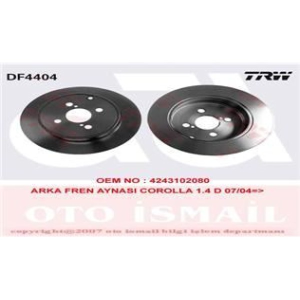 Trw Df4404 Fren Diski Arka Corolla Verso 04- 
