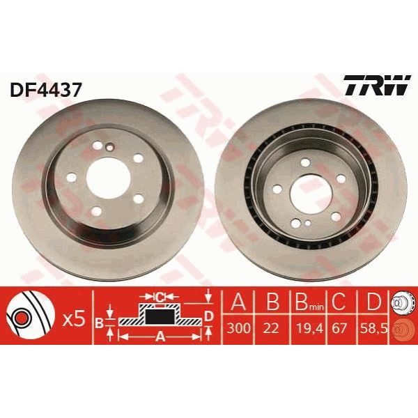 Trw Df4437 Fren Diski Arka Mercedes W220 98-