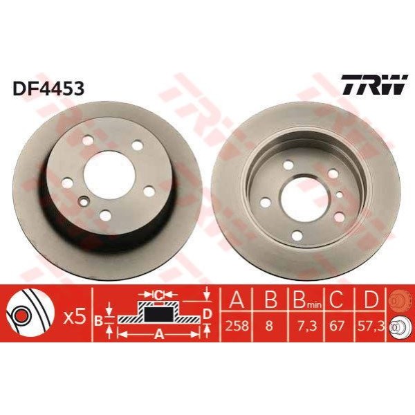 Trw Df4453 Fren Diski Arka Mercedes W169 W245 04-