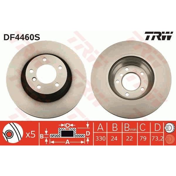 Trw Df4460S Fren Diski &Ouml;n Bmw 1 E81 E87 Bmw 3 E90 Bmw X1  E84 Havalı 330Mm 