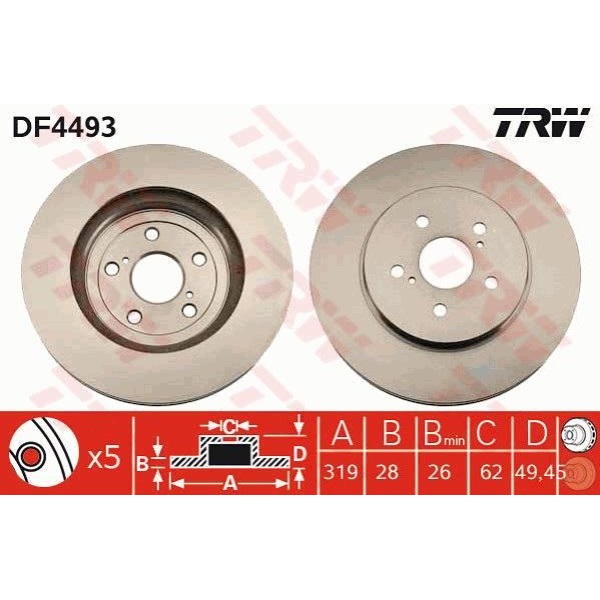 Trw Df4493 Fren Diski &Ouml;n Lexus Rx 2003-2008 