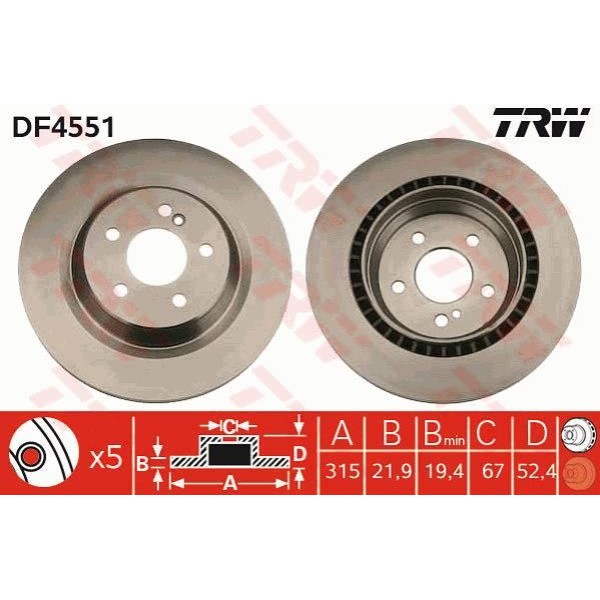 Trw Df4551 Fren Diski Arka 5D 315Mm W220 C215 99- 