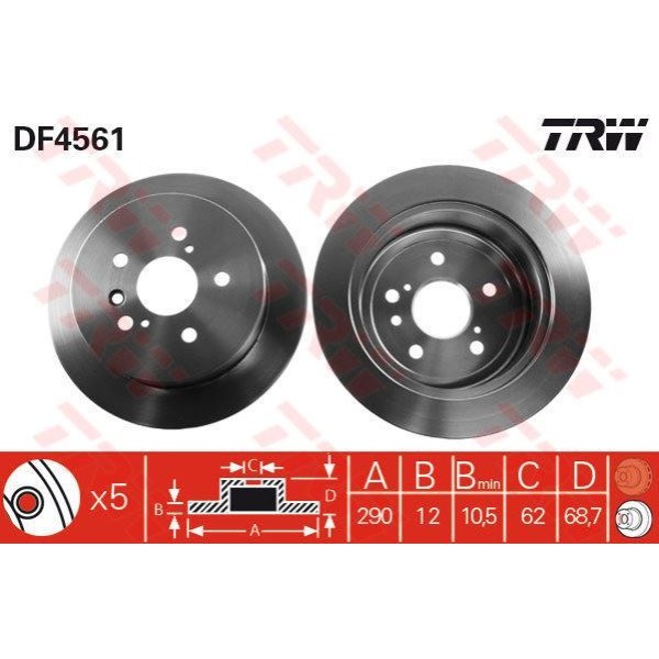 Trw Df4561 Fren Diski Arka Avensıs 01- 