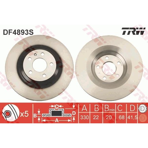 Trw Df4893S Fren Diski Arka Audi A6 4F2. C6 . A6 Allroad 4Fh. C6 . A6 Avant 4F5. C6 1982-2015 